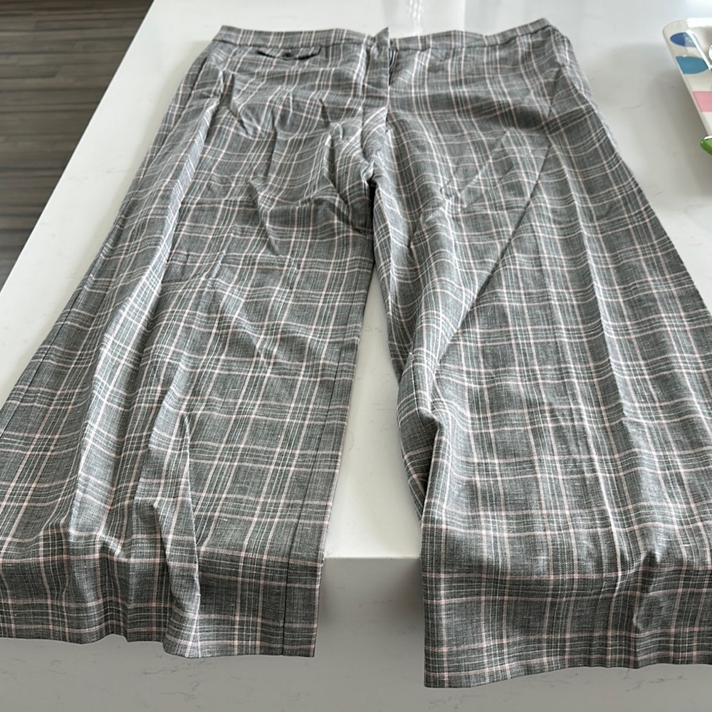 LOFT Pink and Gray Wide Leg Pants
